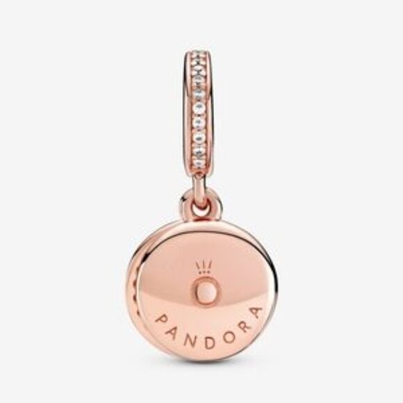 Pandora Sparkling Pink Disc Double Dangle Charm - Picture 4 of 4